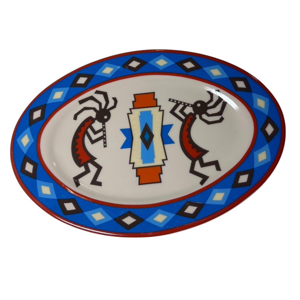 Kokopelli Southwest Design Decorative Only Oval Plate Colorful 9 x 6 1/2